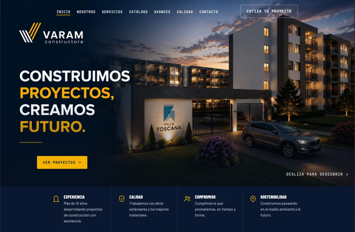 Sitio web de Varam Constructora